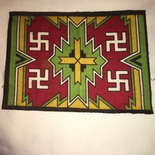 8.25β x 6β Tobacco Felt Native American Good Luck Swastikas 1910's