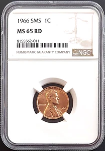 1966 SMS Lincoln Cent graded MS 65 RD by NGC! - Picture 1 of 4