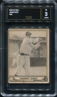 1940 Play Ball R335 #108 Johnny Rizzo Pittsburgh Pirates - GMA 3 VG  - Image 1 of 2
