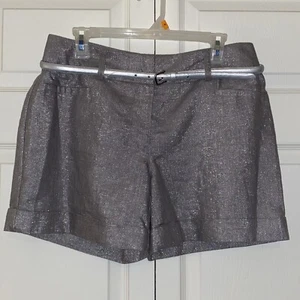Apt 9 Damenshorts Größe 10 silber/grau Leinen Lurex Schimmer gefüttert Metallic Club " - Bild 1 von 6