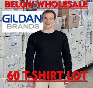 Below WHOLESALE Blank T-Shirt - 60 Small GILDAN 2400 long sleeve Bulk Lot - Picture 1 of 3