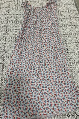 Conjunto de camisón y bata floral Miss Elaine largo blanco azul rojo talla pequeña EE. UU. Foto 1 de 4