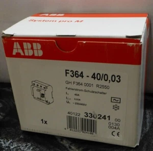 ABB GH F364 0001 R2550, 40A, 400 VAC, EQUIP GROUND FAULT DIN-RAIL MOUNTED - NEW - Picture 1 of 12