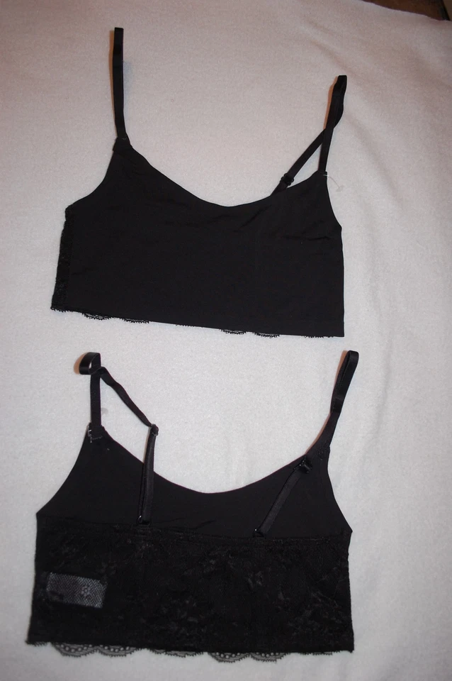 Jr Womens 2 LOT BRALETTE Pullover Bra BOTH SOLID BLACK Size XS S M XL  - Image 1 of 1