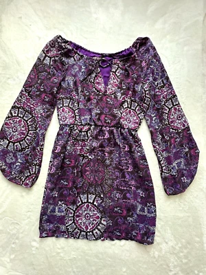 Vestido Charlie Jade Púrpura Manga Larga Hasta la Rodilla Talla M Foto 1 de 4