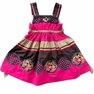 Silly Sissy Dress Baby Girls 12M Applique Fit and Flare Mix Fabric Velvet Pink - Picture 1 of 10
