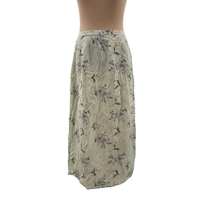 Maxi Falda 100% Seda Vintage Años 90 Jennifer Moore Petites Forrada Verde Floral 10P Foto 1 de 4