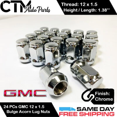 ASIENTO CÓNICO CROMADO 24 PIEZAS GMC 12X1,5 TUERCAS DE RUEDA ABULTAMIENTO BELLOTA PARA MODELOS GMC Foto 1 de 2