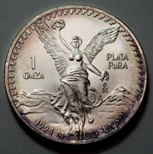 1994 1 oz 999 SILVER Ley Mexican Libertad 1 Onza Pura Plata Rare Limited Ed Coin - Picture 1 of 3