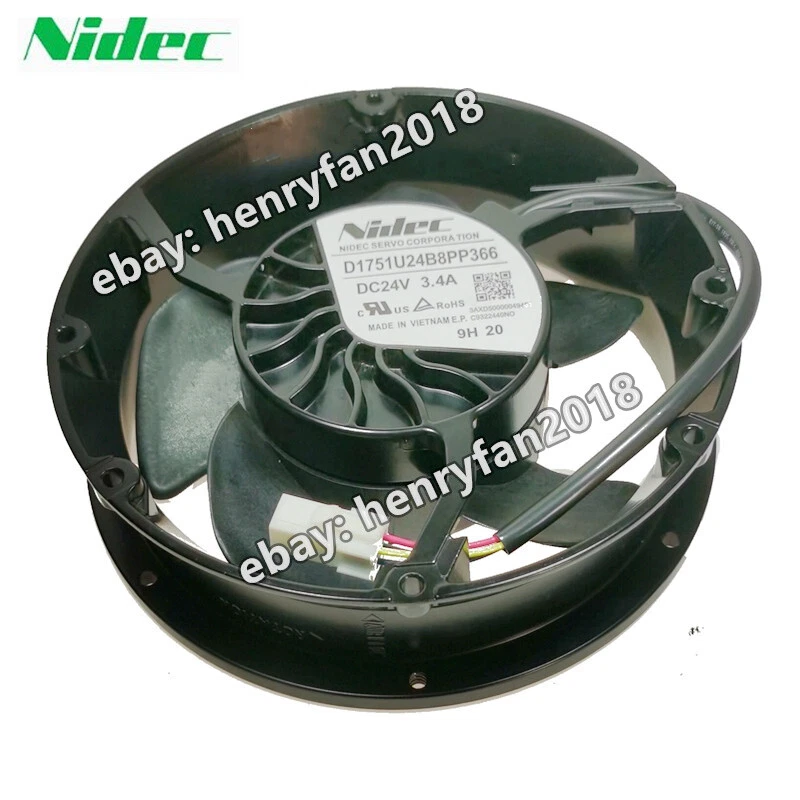 Nidec SERVO D1751U24B8PP366 DC 24V 3.4A 172*172*51MM 4Pin Inverter Cooling Fan - Image 1 of 4