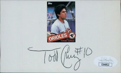 Todd Cruz Baltimore Orioles Signed 3x5 Index Card JSA Authenticated - Image 1 of 2