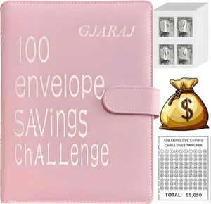 100 Envelopes Money Saving Challenge Binder, Size A5 Binder (PINK) - Picture 1 of 6