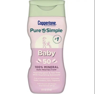Loción protectora solar para bebé Coppertone pura y simple FPS 50, 6 FL oz  Foto 1 de 2