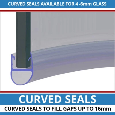 Pre Curved Shower Seals | For Screens, Doors or P Shaped Baths | 4 to 6mm Glass