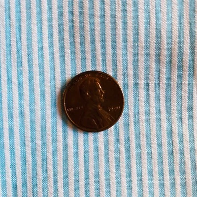 Tela Seersucker azul micro rayas años 50 BTY Foto 1 de 4