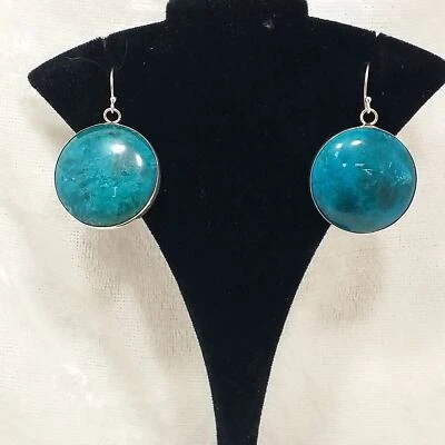 Pendientes de crisocola de plata de ley Foto 1 de 4