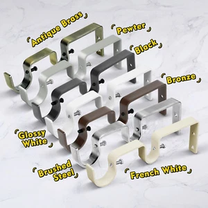 Soportes de varilla de cortina doble de 2/3 piezas - Soportes de pared de metal resistente para barras de cortina - Imagen 1 de 44