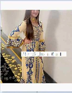 Kaftan Georgette Kids Ramadan Dress Dubai Special Wedding Moroccan Cream Girls - Picture 1 of 3