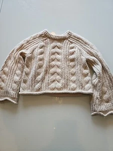 Universal Threads Sweater Womens Small Ivory Pullover Cropped Chunky Knit - Picture 1 of 11
