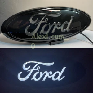 9 inch White LED Light Black Emblem Badge For Ford F-150 F-250 Truck Housing - Foto 1 di 8