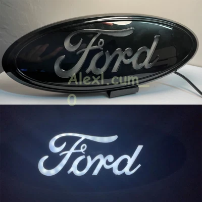 9 inch White LED Light Black Emblem Badge For Ford F-150 F-250 Truck Housing - Image 1 of 4