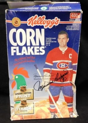 Maurice Richard Montreal Canadiens Signed Kelloggs Corn Flakes Box JSA Authentic - Image 1 of 4
