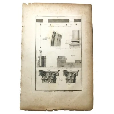 Rare Book Plate, Architecture, Greece, Details of the Ruins of a Monument - Image 1 of 4