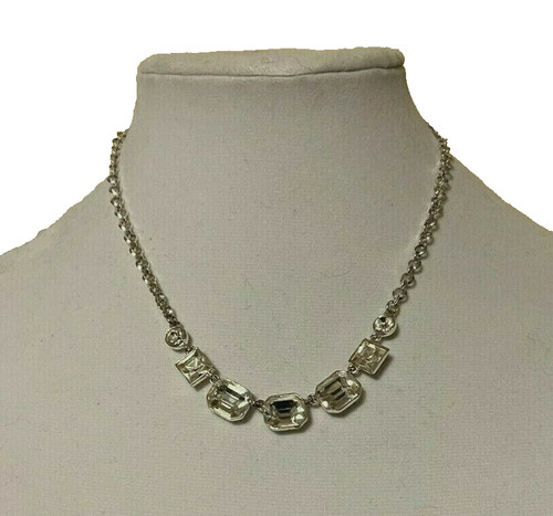 COLLANA GIROCOLLO GIVENCHY TONO ARGENTO CRISTALLO TRASPARENTE SFACCETTATO STRASS
