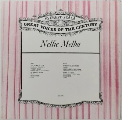LP Vinyl Record - Nellie Melba Everest/Scala Great Voices of the Century SC-875 - Image 1 of 3