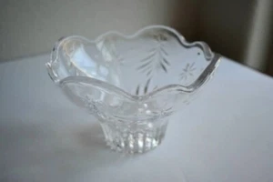 Mikasa 6" Crystal Bowl Christmas Night Trees and Snowflakes Nut Candy Dish - Picture 1 of 5