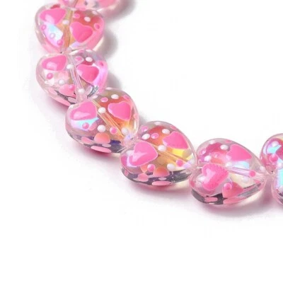 Cuentas espaciadoras sueltas de murano corazón rosa esmalte de 1 hilo para manualidades fabricación de joyas Foto 1 de 3