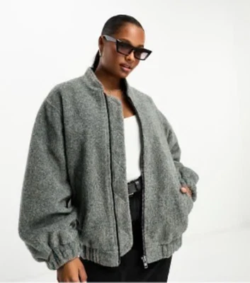 ASOS дизайн маленький щеткой bomber куртка в уголь - Изображение 1 из 4