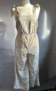 Lush Paisley Tie Shoulder Open Back Romper - Size S - Picture 1 of 4
