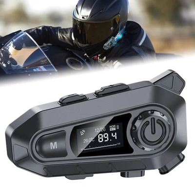 Bluetooth 5.3 Waterproof Motorcycle Helmet Headset Hands Free Music Calls Gift - Imagem 1 de 4