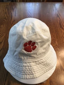 Nike Clemson Tigers Bucket Hat Men's M/L White 100% Cotton Paw & Logo Graphic - Picture 1 of 9