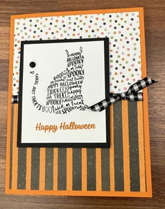 Stampin Up Card Kit Happy Halloween Handmade Black Cat Gingham - Makes 4 Cards - Picture 1 of 4