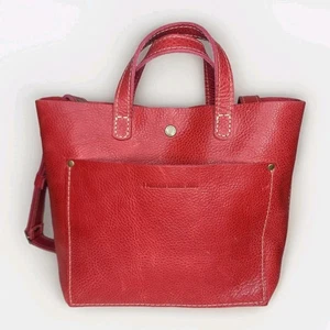 Portland Leather Goods Sugar Crossbody Tote Pebbled Leather Red - Picture 1 of 5