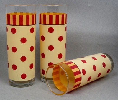 Juego de 3 vasos GAIL PITTMAN SIENNA HIGHBALL VASOS Lunares Rojos Naranja Foto 1 de 2