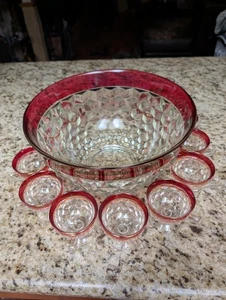 Juego de tazones perforadores de colección Indiana Glass Whitehall Colony Ruby Flash 13", 11 tazas - Imagen 1 de 8