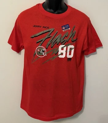 Camiseta Vintage 1987 Jerry Rice "Flash" 49ers SALEM NOVA COM ETIQUETAS Estoque Antigo VENDIDO COMO ESTÁ - Imagem 1 de 4
