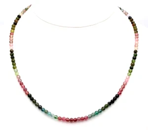 Tourmaline Necklace Precious Stone Facetted Ball Noble Gift Approx. 19 1/8in - Picture 1 of 8