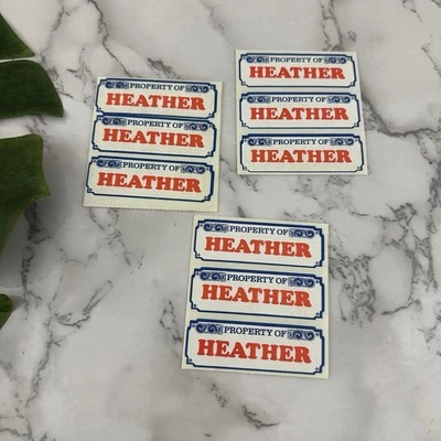 Lote de 29 pegatinas vintage de placa con nombre de brezo propiedad años 80 rojo azul Foto 1 de 3