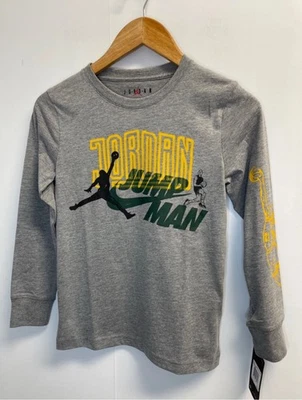 Nike Air Jordan Jumpman Niños Talla S Camiseta Gráfica Manga Larga Cuello Redondo Camisa Gris Foto 1 de 4
