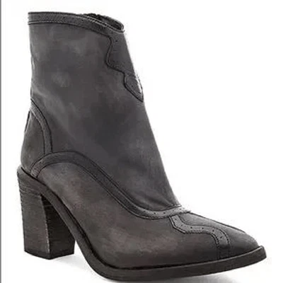 Botas de Carretera Free People Winding Vintage Negro Gris Cuero Botines Talla 9. Foto 1 de 4