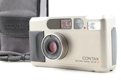[Top MINT con cinturino] Contax T2 Titan Silver fotocamera pellicola 35 mm argento GIAPPONE - Immagine 1 di 4