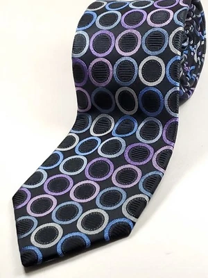Corbata MICHAEL KORS 100 % seda para hombre negra azul púrpura anillos corbata NUEVA Foto 1 de 3