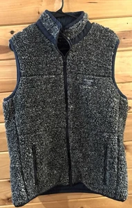 Abercrombie Fitch Men’s Sherpa Vest Sz L Navy Blue Full Zip Pockets Preppy - Picture 1 of 6