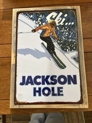 Jackson Hole Wyoming Tetons Ski Skiing Vintage Poster Framed Sign Home Decor - Image 1 of 4