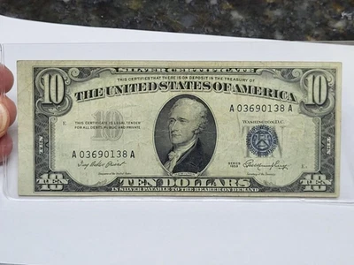 Series 1953 $10 BLUE seal SILVER Certificate - Image 1 of 4