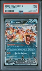 PSA 9 COMO NUEVO CHARIZARD EX 2023 POKEMON OBF EN 125 GRADUADO ARDIENTE FUEGO DRAGÓN TPHLC - Imagen 1 de 2